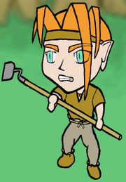 Jenk with Hoe and farm clothes