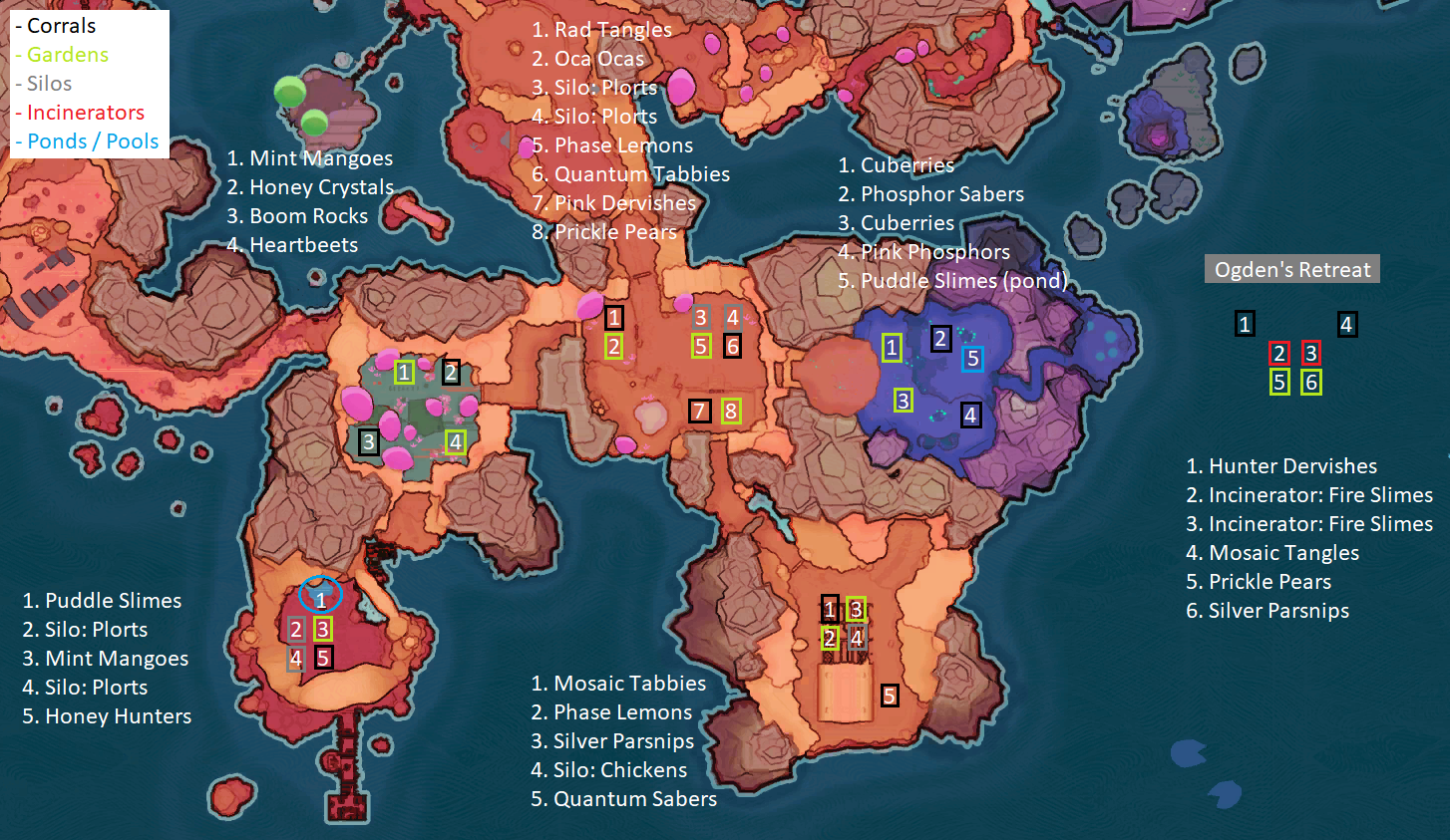 Area Map of Slime Rancher (Haven't explored The Moss Blanket, The