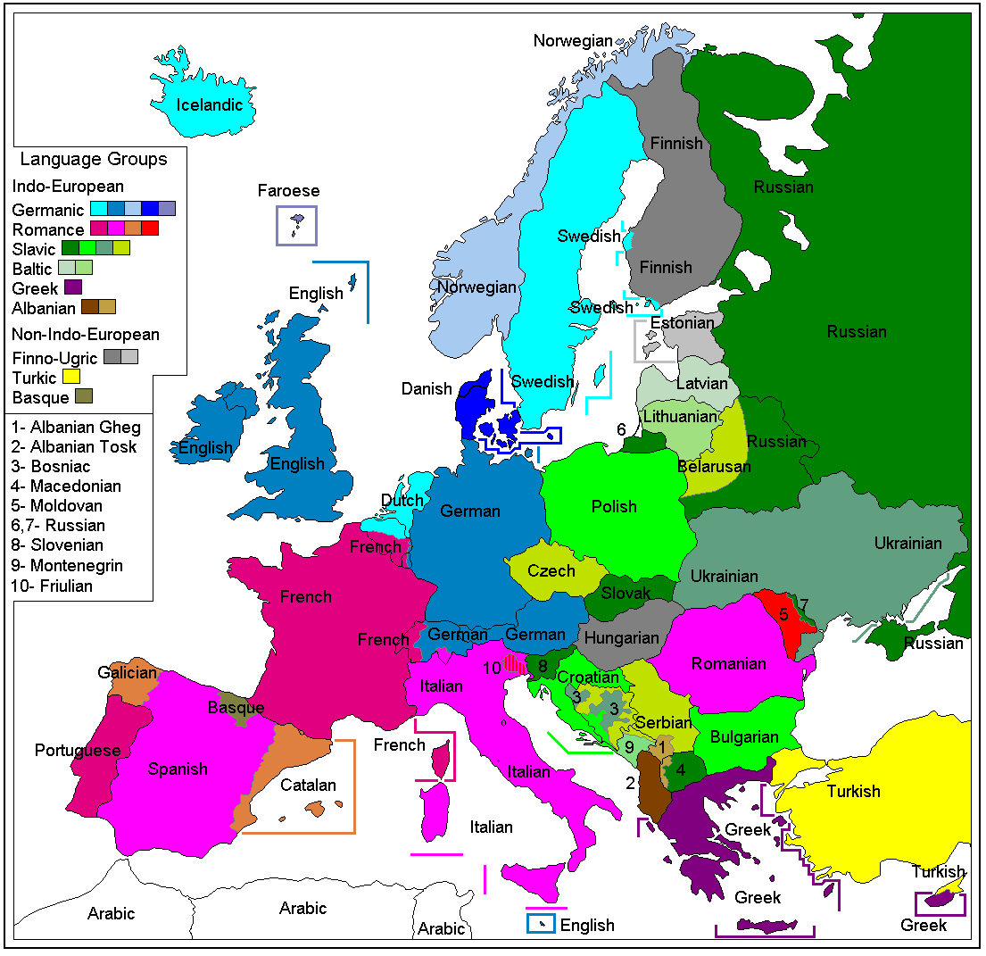 Language Map Of Europe