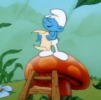 smurf under mushroom