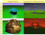 Difference between house and explosion in Snospis eht short. and Snospis Eht The Epic Adventure.