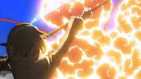 Maka blowing up Mosquito's body with Genie Hunter.