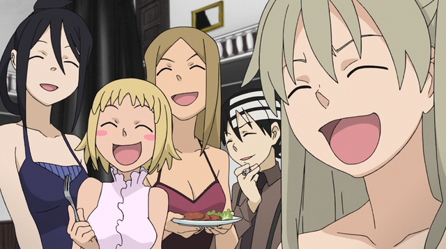 File:Soul Eater Episode 31 HD - Maka, friends laugh.png