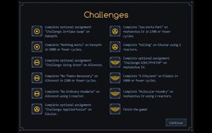 Challenges screen