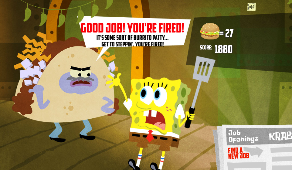 Image SpongeBob, You're Fired! game) Good job! You're fired