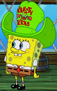 SpongeBob with a green foam hat