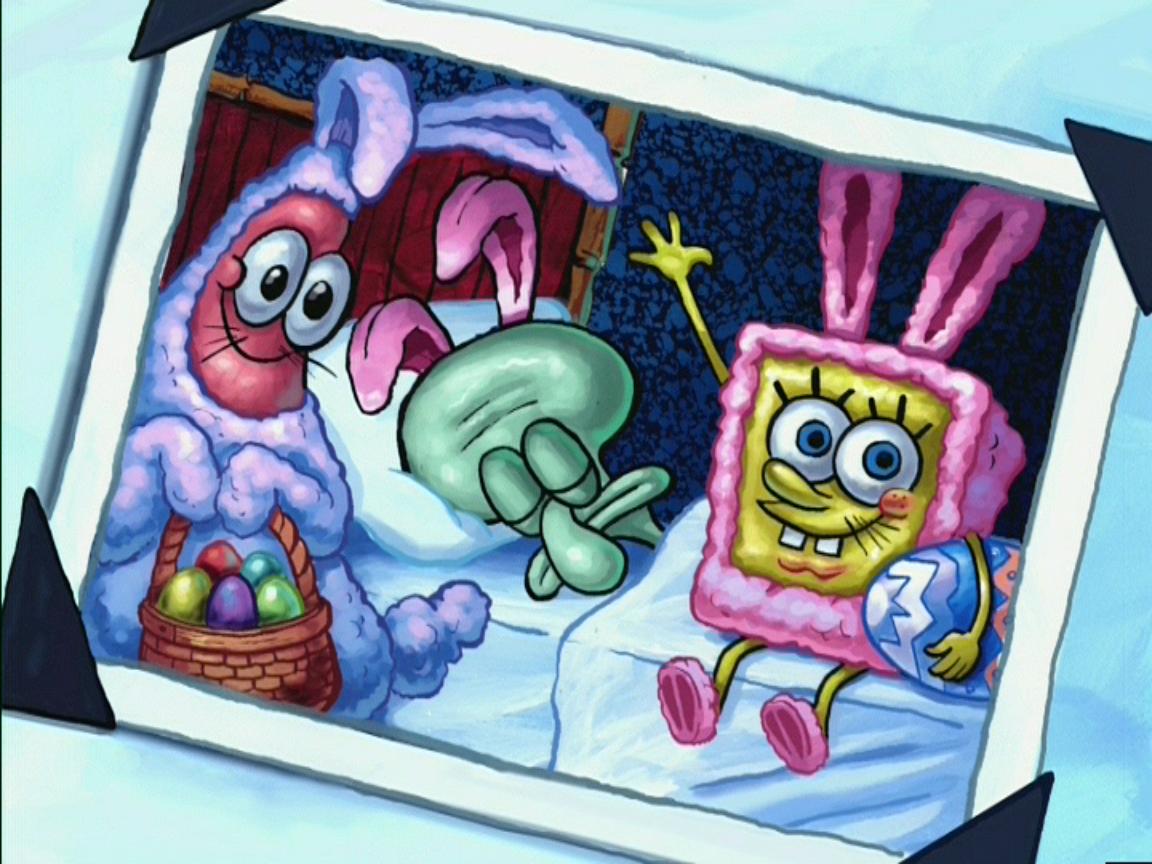 spongebob and patrick and squidward kissing