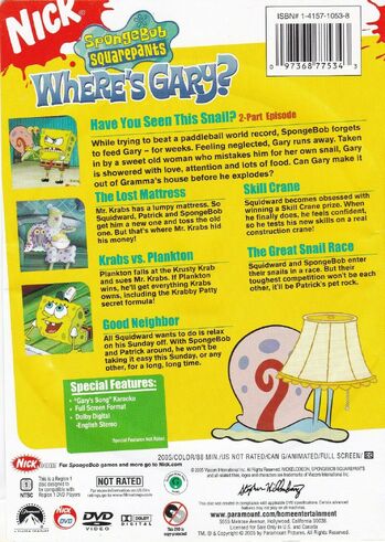 Where's Gary? (DVD) | Encyclopedia SpongeBobia | FANDOM powered by Wikia