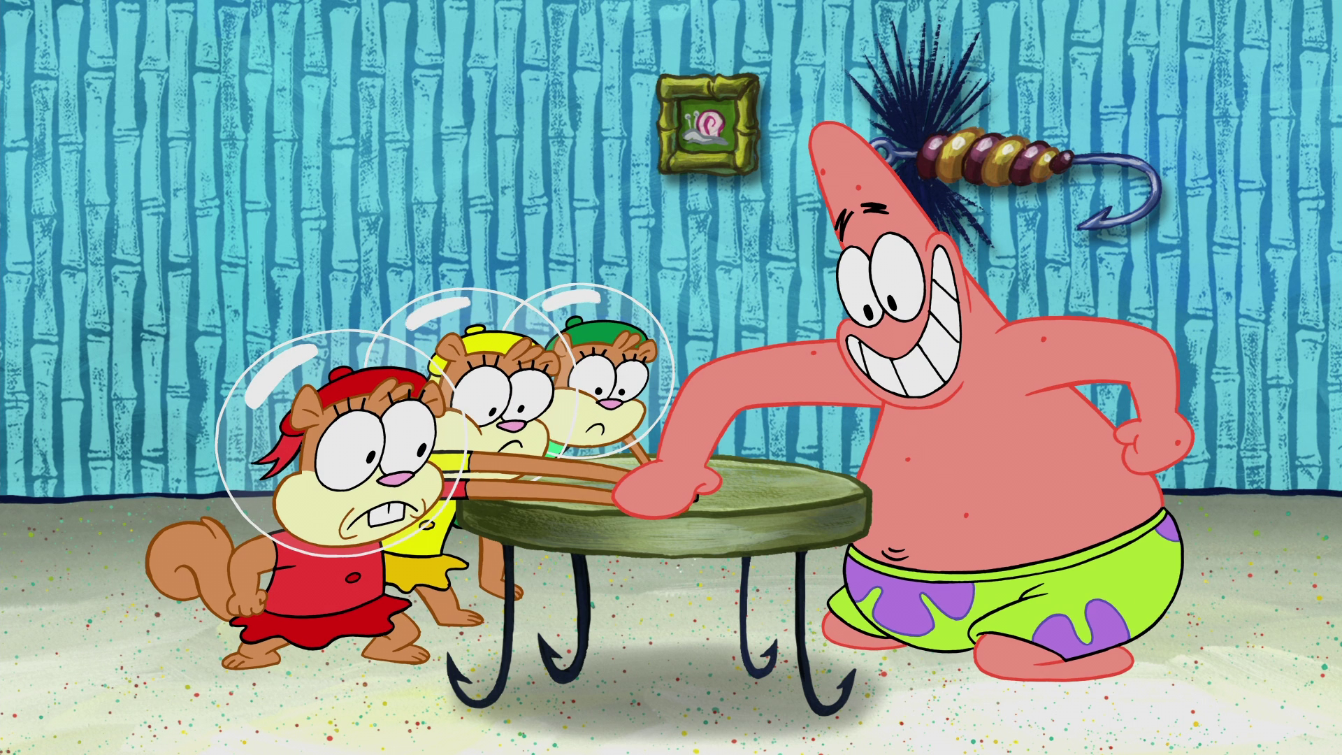 Spongebob And Patrick Laughing At Desk