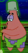 Patrick with a Ghost Bucket on His Head