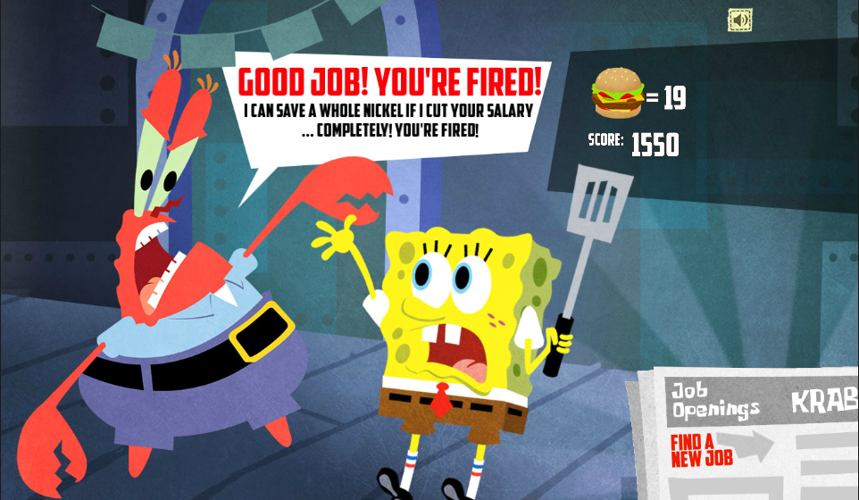 Image SpongeBob, You're Fired! game) Good job! You're fired