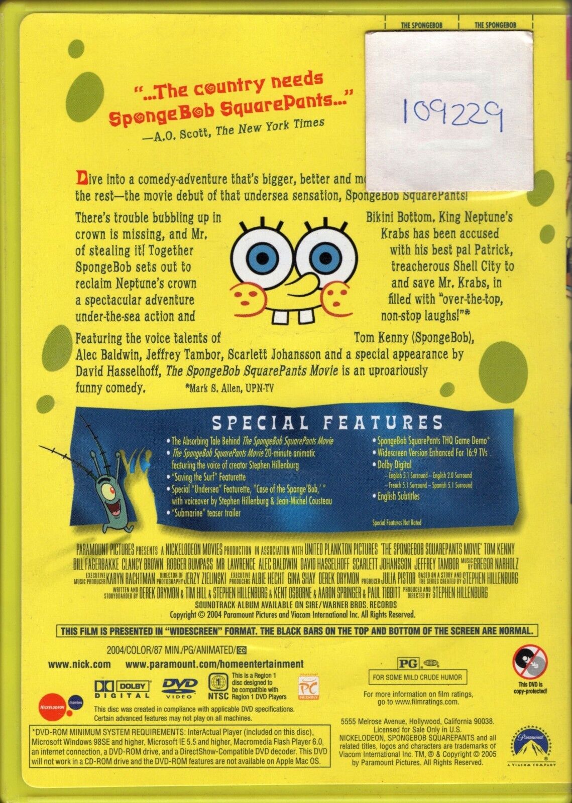 the spongebob squarepants movie dvd full screen