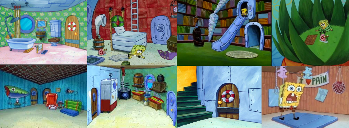 spongebob fish hook living room