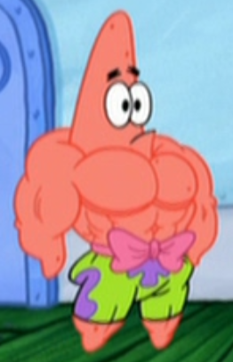 Patrick star as a muscular bodybuilder on Craiyon