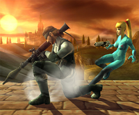 Samus Zero esquivando a Snake (3) SSBB