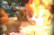 Vulpix usando el giro fuego SSBU
