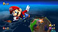 Mario usando un Anillo estelar en Super Mario Galaxy