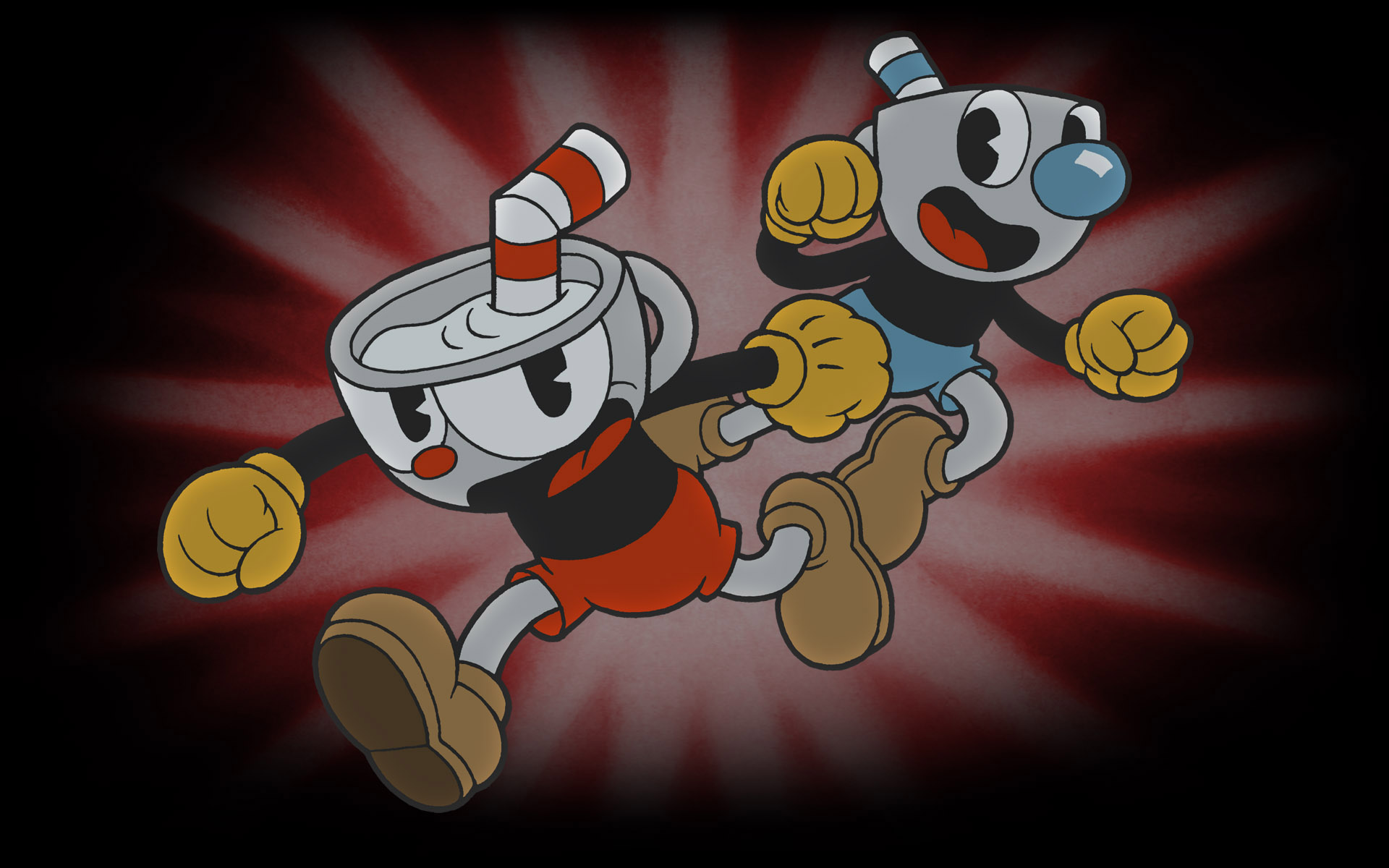 bendy x cuphead with mugman there