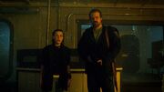 Eleven and Hopper on Hawkins Lab surprised to see Demodogs fleeing Episode Gate