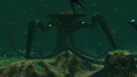 sea emperor beside reaper leviathan subnautica