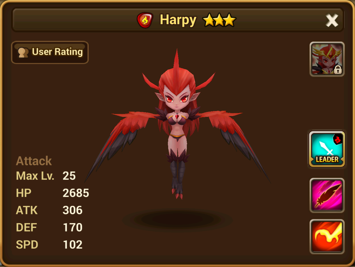 Harpy (Fire) - Lucasha/Gallery and trivia | Summoners War Sky Arena ...