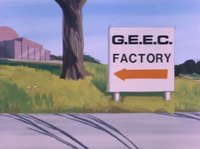 Sign to G.E.E.C. Factory (01x03 - Professor Goodfellow's G.E.E.C.)