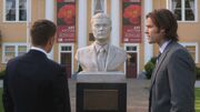 Sam and Dean at Don's statue