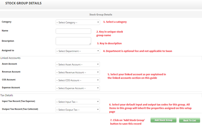 Creating stock grouping