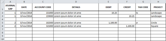 Journal excel