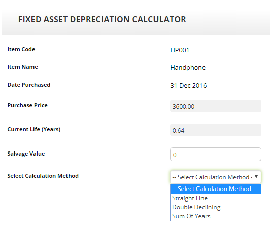 FixedAsset Calculator