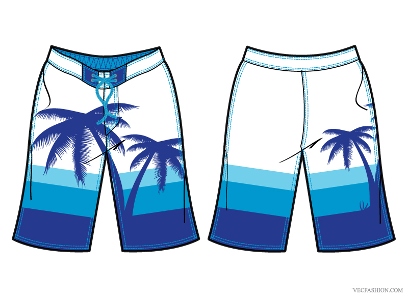 Men Board Shorts Vector Template
