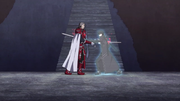Kirito stabbing Heathcliff