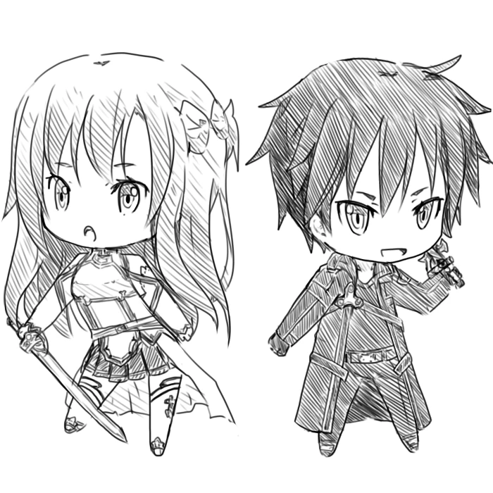 Изображение - Asuna and kirito sketch by ureshiijelek-d5aowah.jpg ...