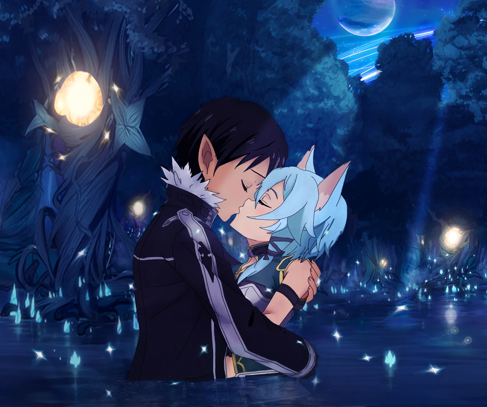 Изображение Kirito Sinon Kiss.jpg Sword Art Online вики FANDOM