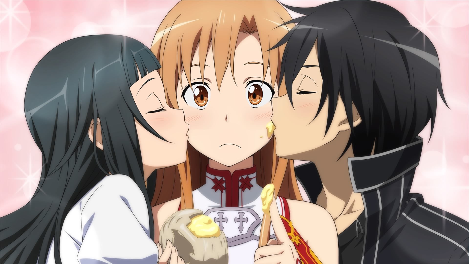 sword art online kirito asuna y yui