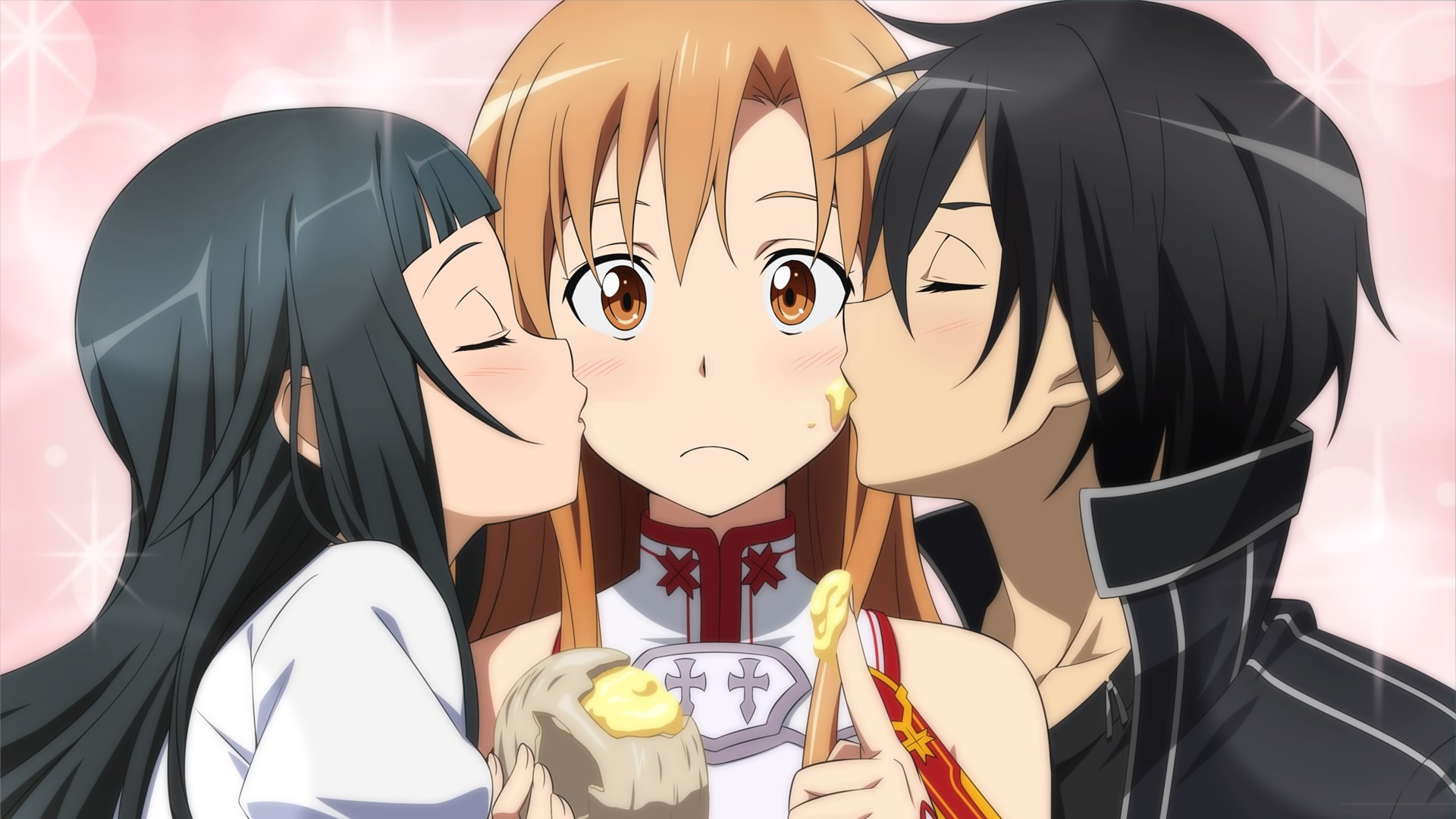 sword art online kirito y asuna y yui