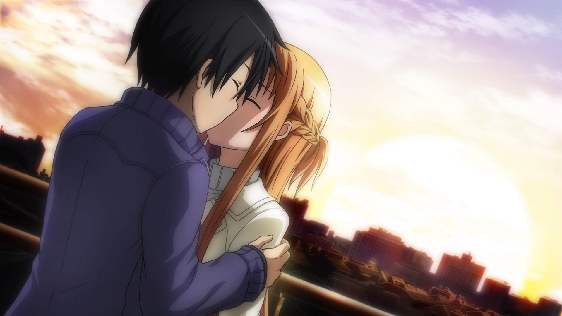 sword art online kirito and asuna kiss