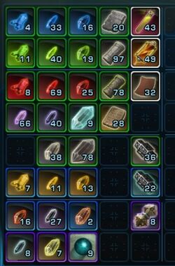 SWTOR - materials - crystals and artifacts