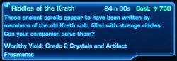 SWTOR Archaeology mission - Discovery Mission - Riddles of the Krath