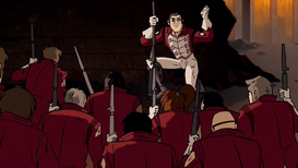 The Resistance trying to kill General Modula in Neighbors in Disguise