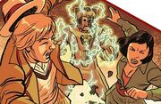 Fifth Doctor and Peri Run from Cyberman Supremacy of the Cybermen