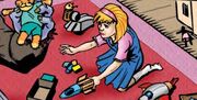 Charlotte plays with toys
