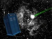 TARDIS about to be shot Time and the Rani