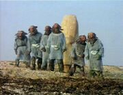 Sea Devils around diving bell