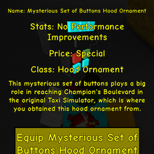 Mysterious Set Of Buttons Hood Ornament Taxi Simulator 2 Wiki