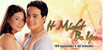 John Lloyd Cruz and Bea Alonzo while smiling in a 2003 tv series "It Might Be You"