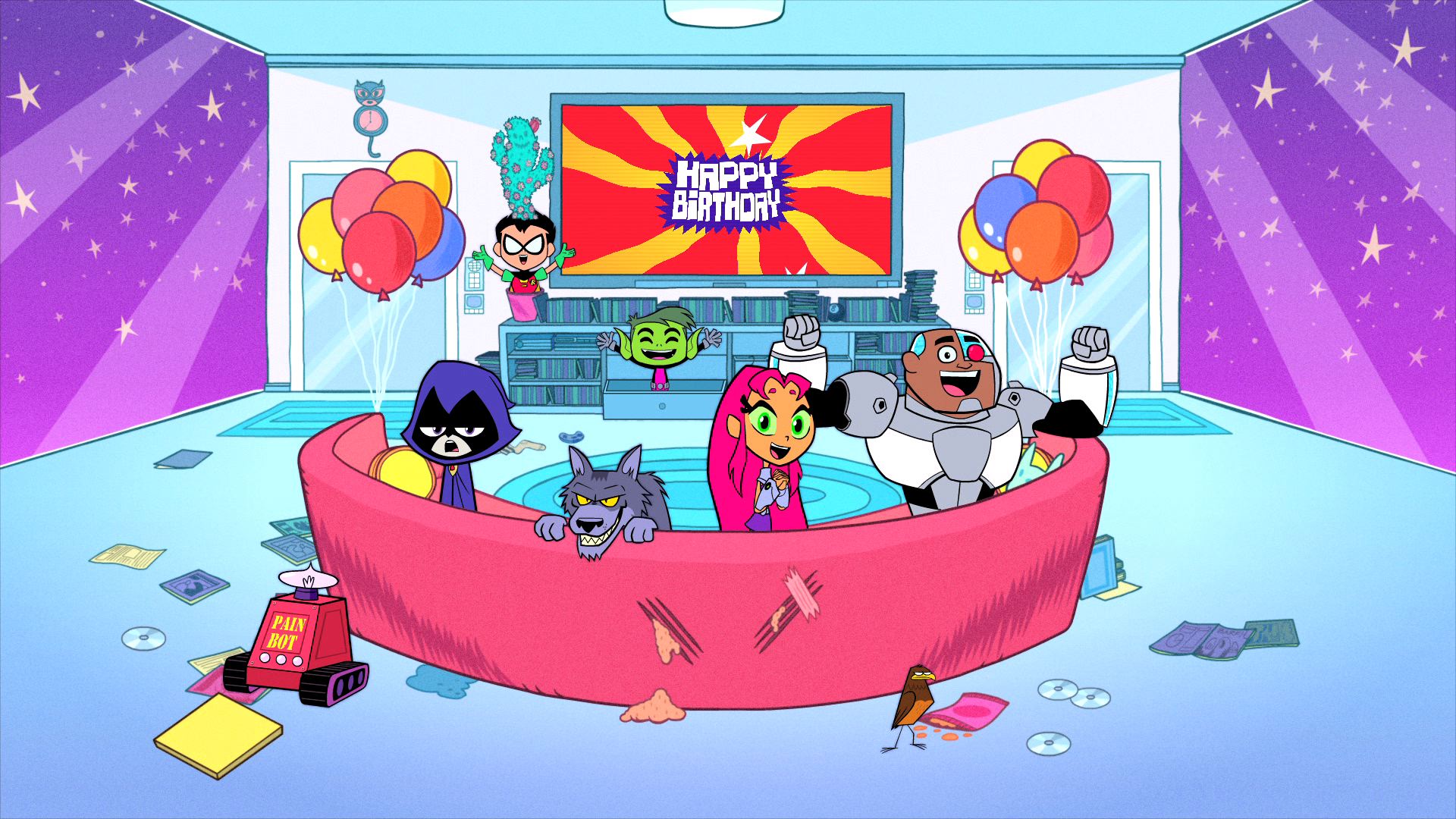 teen titans go living room