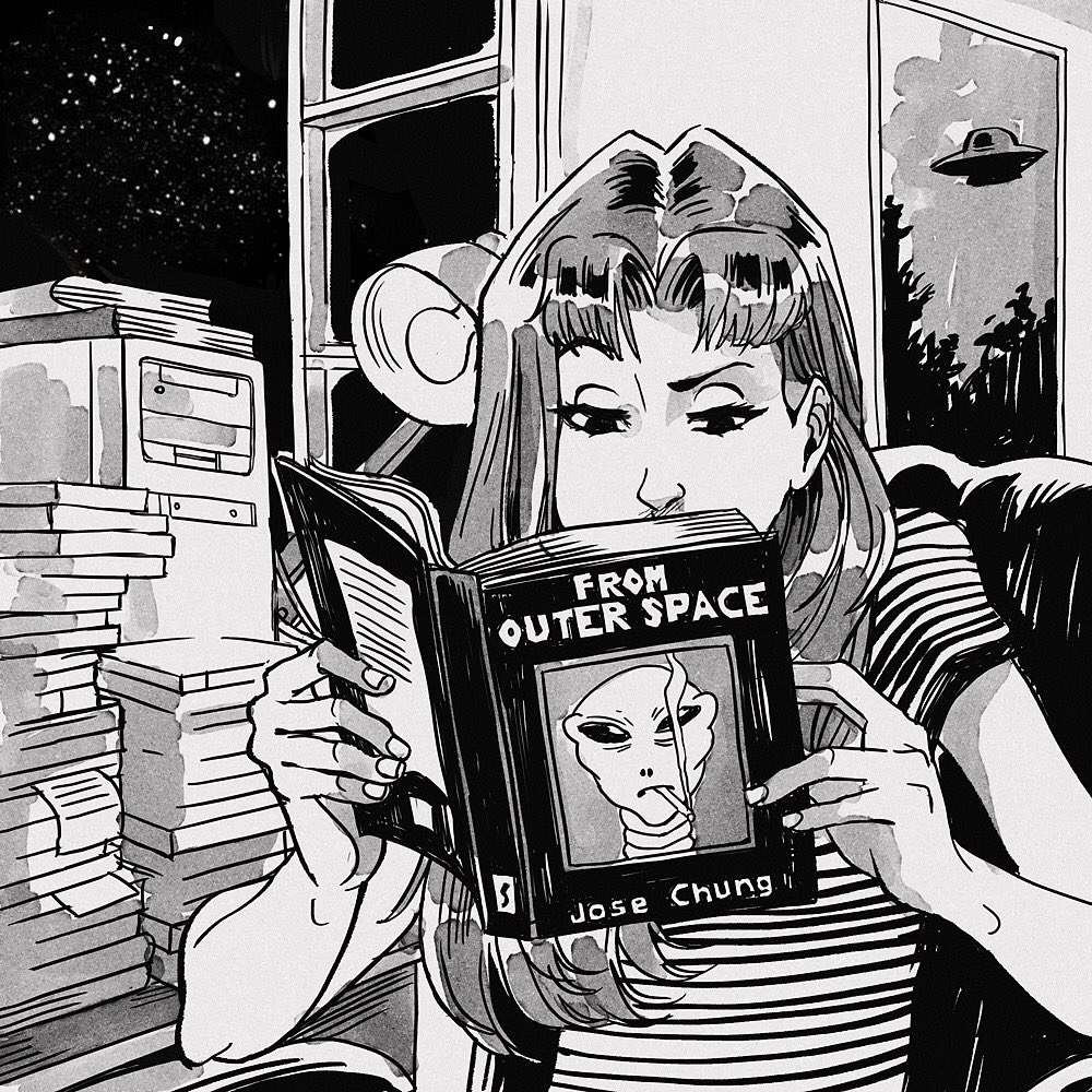 Image - Starfire reading about aliens by Gabriel Picolo ...