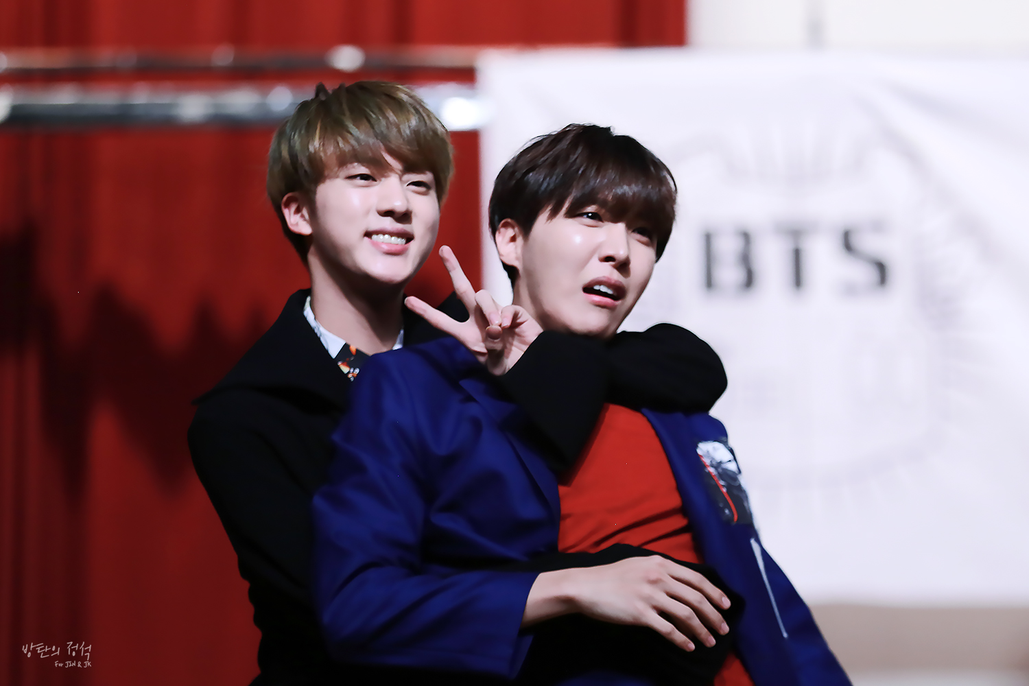 Image - Jin and J-Hope at fanmeet 2015.jpg | BTS Wiki | FANDOM powered