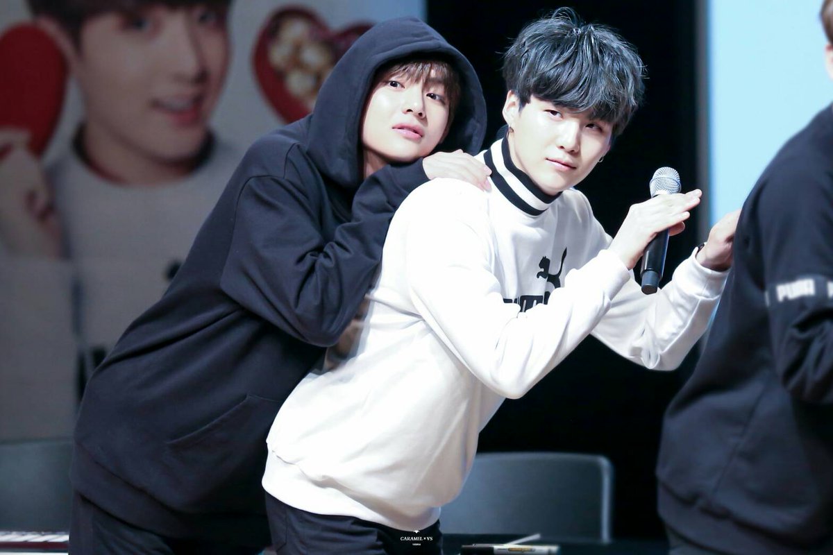 Image - Suga and V at Puma Fansign 170304 (1).jpg | BTS ...